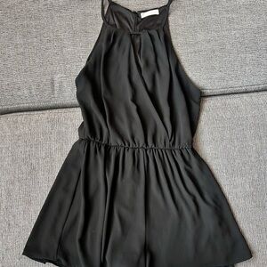 Lush Romper Womens Black Halter Neck Wrap Lined Keyhole Back Casual Ladies S